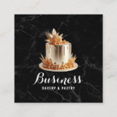 ベーカリー&パティシシェフモダン金ゴールドアイシングケーキ大理石 スクエア名刺 (正面)