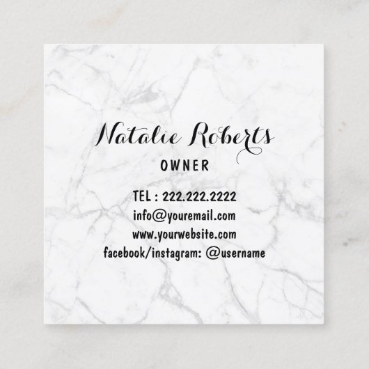 ベーカリー&パティシシェフモダン金ゴールドアイシングケーキ大理石 スクエア名刺 (裏面)