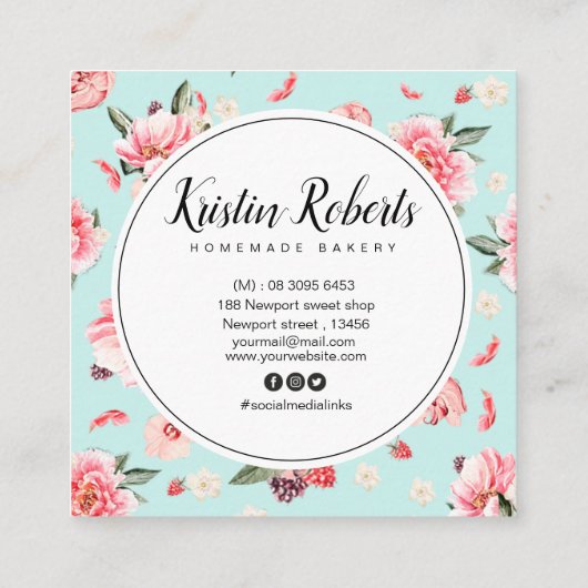 ベーカリー&フローラスクウェア・ビジネス・カード スクエア名刺 (裏面)