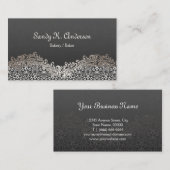 ベーカリー/ベーカーエレガントー – ダマスクレース 名刺 (正面/裏面)