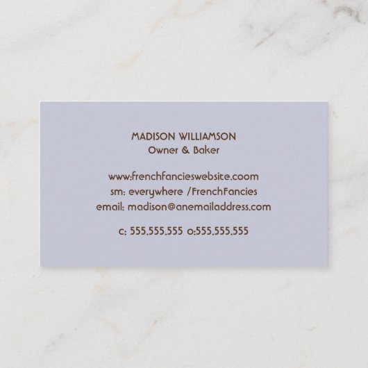 ベーカリー |ベーカー用水彩パタービジネスカード 名刺 (裏面)