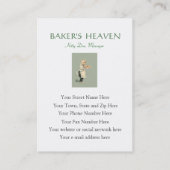 ベーカリー,ペティシシェフ,ベーカー,レストラン,ケーター 名刺 (裏面)