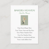 ベーカリー,ペティシシェフ,ベーカー,レストラン,ケーター 名刺 (裏面)