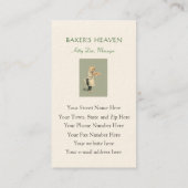 ベーカリー、ペーストリー作りの職人、パン屋、レストラン、サービス係 名刺 (裏面)