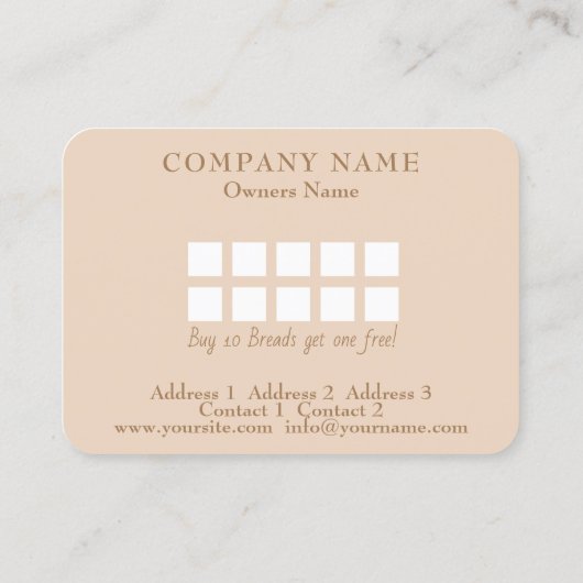 ベーカリー – 名刺 (裏面)