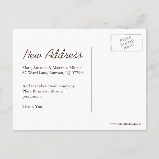 "ベーカリー | 引っ越しました」はがき 案内ポストカード (裏面)