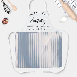 ベーカリー、新鮮なデイリーホワイトとブルーのを焼ストライプく エプロン