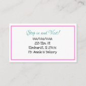 ベーカリー | 誕生日ケーキ | ティール（緑がかった色）とピンク 名刺 (裏面)