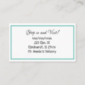 ベーカリー | 誕生日ケーキ | ティール(緑がかった色)とブラック 名刺 (裏面)