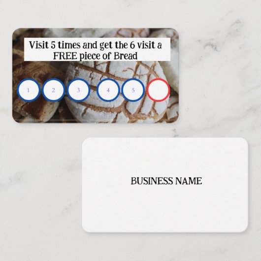 ベーカリー – 顧客ロイヤリティカード 名刺 (正面/裏面)