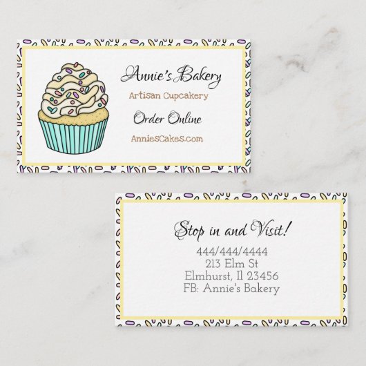 ベーカリー | 黄色まきカップケーキの名刺 名刺 (正面/裏面)