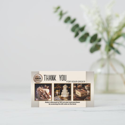 ベーカリーQRコード写真ご注文ありがとうございます 名刺 (スタンド正面)