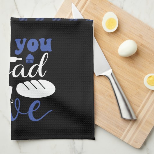 ベーカーおもしろいパンひざまずいたものはラブプレイド キッチンタオル (四つ折り)