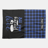 ベーカーおもしろいパンひざまずいたものはラブプレイド キッチンタオル (横)