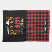 ベーカーおもしろいープンホイップ良い赤い格子模様 キッチンタオル (横)