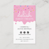 ベーカーつや消しドリップモダンカラフルまきピンク 名刺 (正面)