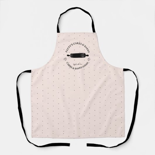 ベーカーのカップケーキロゴピンク黒の製品ラベル エプロン (正面)
