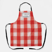 ベーカーのキッチンタオルの赤いチェック名 エプロン (正面)