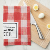 ベーカーのキッチンタオルの赤いチェック名 キッチンタオル (四つ折り)