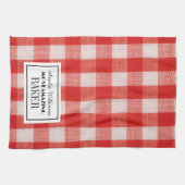 ベーカーのキッチンタオルの赤いチェック名 キッチンタオル (横)