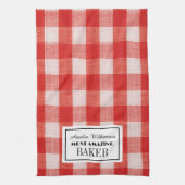 ベーカーのキッチンタオルの赤いチェック名 キッチンタオル (縦)