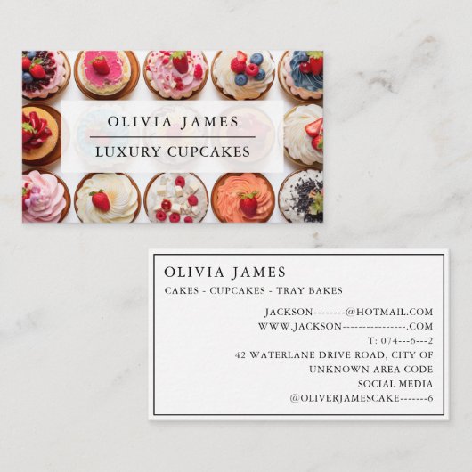 ベーカーのケーキのデコレーターのための高級カップケーキ 名刺 (正面/裏面)