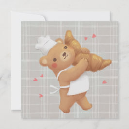 ベーカーのテディとクロワッサン サンキューカード