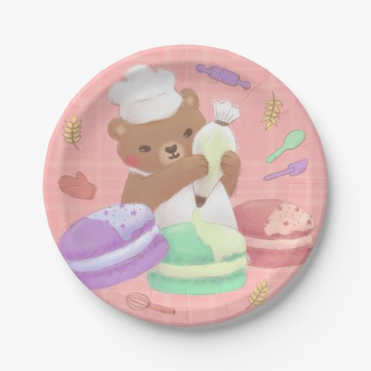 ベーカーのテディマカロン ペーパープレート (正面)