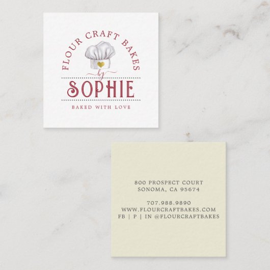 ベーカーエレガントロゴ・ビジネス・カード スクエア名刺 (正面/裏面)