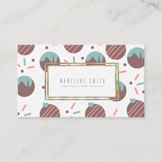 ベーカーケーキポップハートスプリンクルズケーキデコレーター 名刺 (正面)