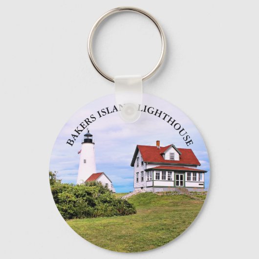 ベーカーズアイランドライトハウス、マサチューセッツ州キーチェーン キーホルダー (正面)