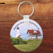 ベーカーズアイランドライトハウス、マサチューセッツ州キーチェーン キーホルダー (正面)