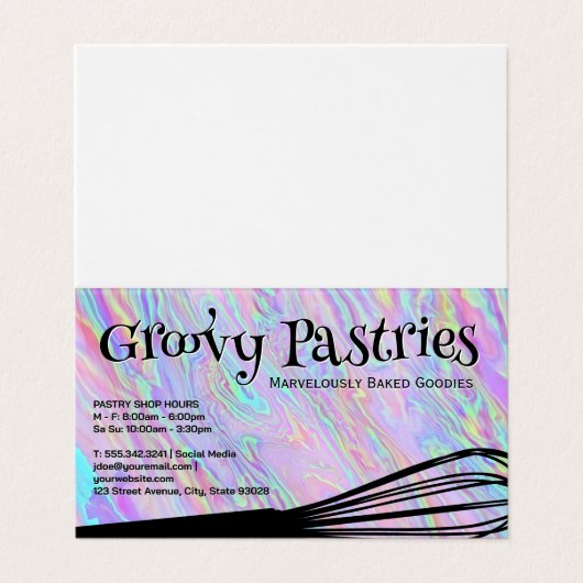 ベーカーズウィスク |虹色ホログラフィック背景 名刺 (外部フラット)