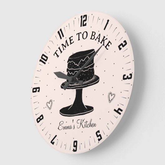 ベーカーズキッチンを焼くかわいいパーソナライズされた時間 ラージ壁時計 (傾斜)