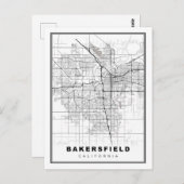 ベーカーズフィールドの地図 ポストカード (正面/裏面)