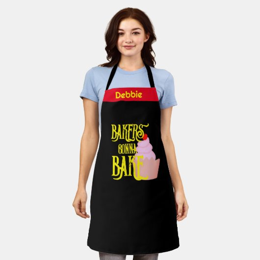 ベーカーズベイクエプロン – おもしろいギフトパーソナライズされた エプロン (着用した状態)