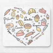 ベーカーハートおもしろいベーカリーベーキングパティシシェフ マウスパッド (正面)