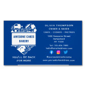 ベーカーベーカリーケーキCookieペストリーシェフブルーホワイト マグネット名刺 (正面)