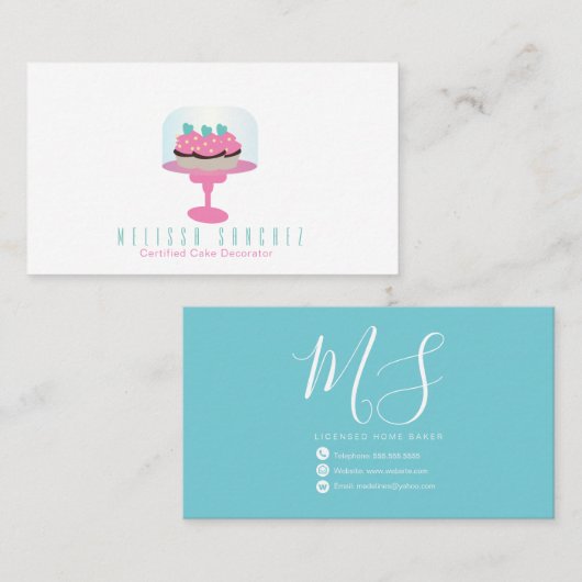 ベーカーベーカリーデコレータカップケーキのケーキスタンド 名刺 (正面/裏面)