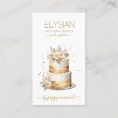ベーカーベーカリーパティシシェフケーキベージュ金ゴールド 名刺 (正面)