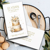 ベーカーベーカリーパティシシェフケーキベージュ金ゴールド 名刺