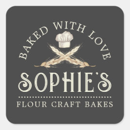 ベーカーベーカリーパティシシェフブラックプロダクトラベル スクエアシール