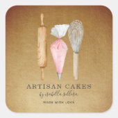 ベーカーベーカリーパティシシェフ金ゴールド製品ラベル スクエアシール (正面)