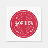 ベーカーベーカリー赤ロゴ スタンダードカクテルナプキン (正面)