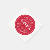 ベーカーベーカリー赤ロゴ スタンダードカクテルナプキン (角)