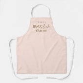 ベーカーボスベースタイリッシュブブラシスクリプトピンク&金ゴールド エプロン (正面)