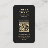 ベーカーミニマルモダンカテラーブラックフェイク金ゴールドウィスク 名刺 (裏面)