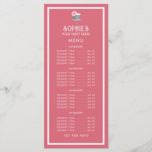 ベーカーユニークのロゴベーカリーパティシピンクレッド メニュー (正面)