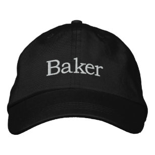 ベーカー刺繍の帽子：白黒 刺繍入りキャップ