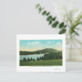 ベーカー山と湖の花の遠景 ポストカード (スタンド正面)